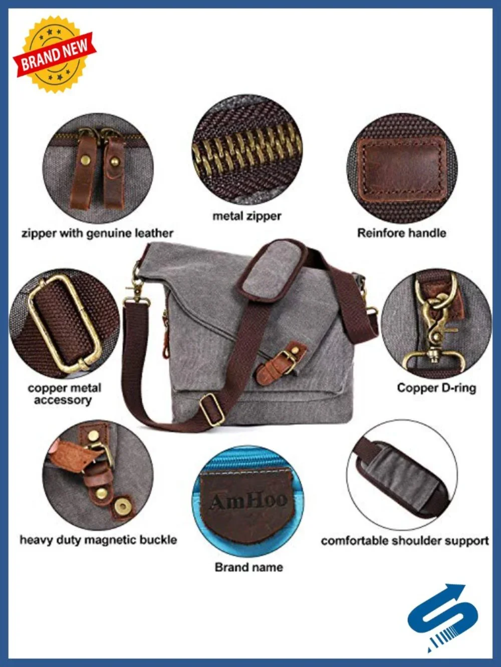 Genuine Leather Canvas Crossbody Bag for Women Shoulder Bag Hobo Totes